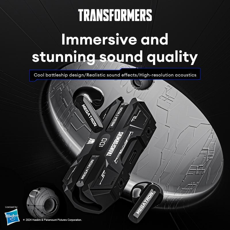 TRANSFORMERS TF-T51 Wireless Earphone, Semi-in-ear Design Earphone with Breathing Light, Bluetooth-compatible Earbuds for Gaming, Sports, Office