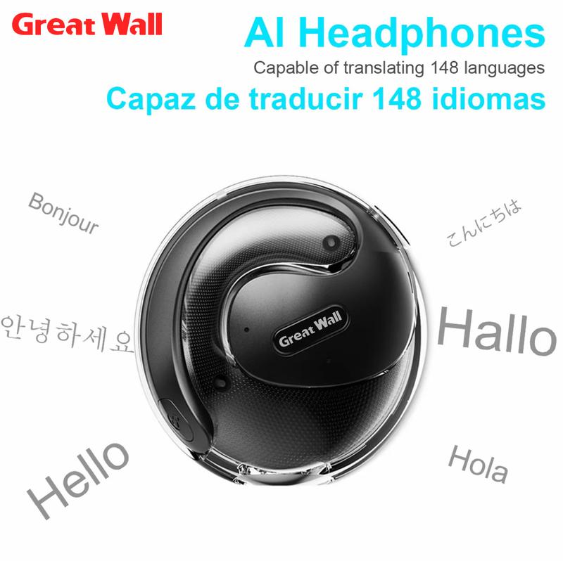 Greatwall Q10 Translation Earphone Wireless Bluetooth 5.4 OWS Waterproof Sport Headsets Support 148 Languages Real Time Bluetooth Translation Support Playing Music Phone Calls Headphones Noise Reduction Headphones with Mic