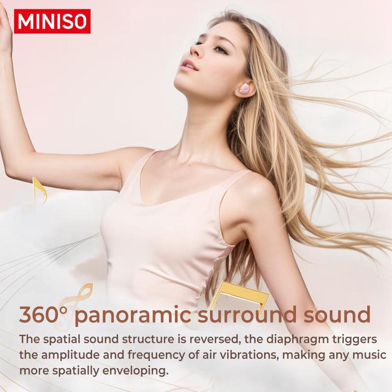 MINISO X51 Wireless Earphone, Noise Cancelling Mini Earbuds with Mic, Wireless Bluetooth-compatible Earphone for Mobile Phone