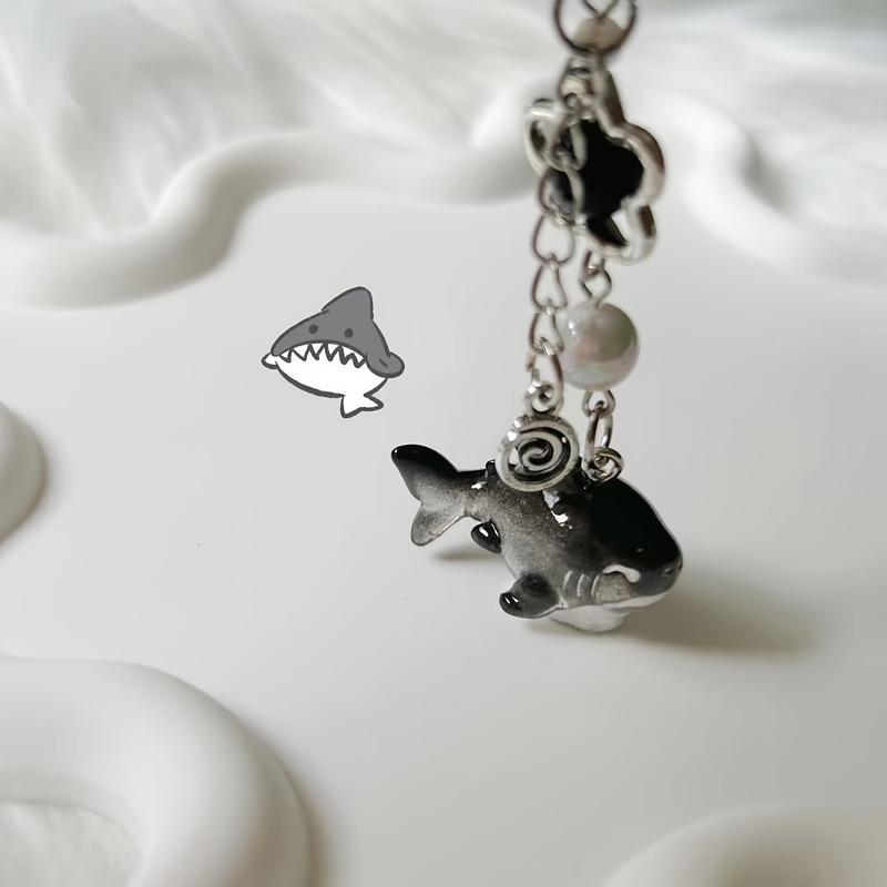 1 Piece Y2g Cute Simulated Marine Animal Shark Chain Mobile Phone, CCD Camera, Small Decoration Pendant Parts