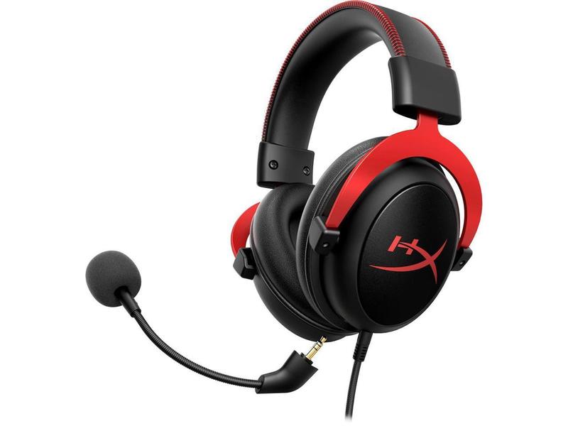 HyperX Cloud II - Gaming Headset (Black-Red) - Stereo - Mini-phone (3.5mm), USB 2.0 - Wired - 60 Ohm - 10 Hz - 23 kHz - Over-the-ear - Binaural - Circumaural - 3.28 ft Cable - Condenser, Electret, Noi