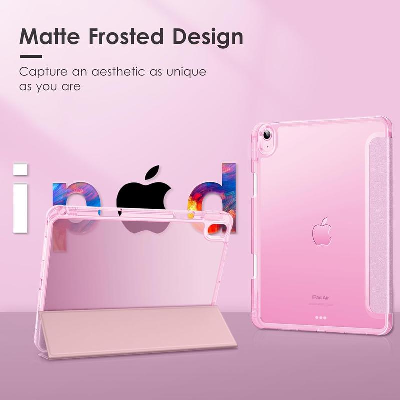 VIKESI for iPad 10th Generation Case 10.9 inch Released in 2022, Matte Slim Hard Back, Soft TPU Frame, Pencil Holder and Auto Sleep Wake Cover for iPad 10 Gen - Pink