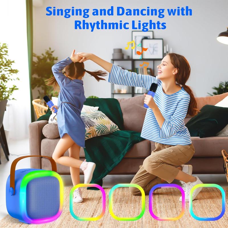 Karaoke Machine for Kids Adults, Portable Bluetooth Speaker with Wireless Microphones and LED Lights, Kids Toys Birthday for Girls and Boys Ages 4,5,6,7,8,9,10,11,12+ Years, Home Party