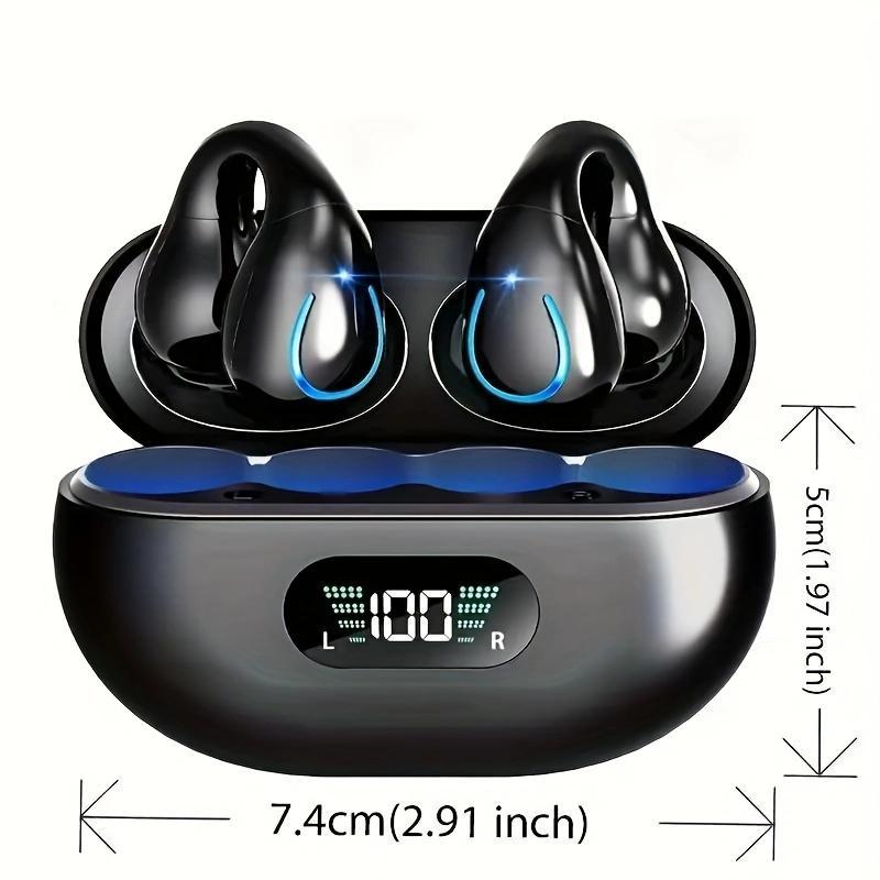 Wireless Earphone, Clip-on Design Sports Earphone with LED Digital Display, HiFi Sound Quality Wireless Earbuds for Music Sports Gaming