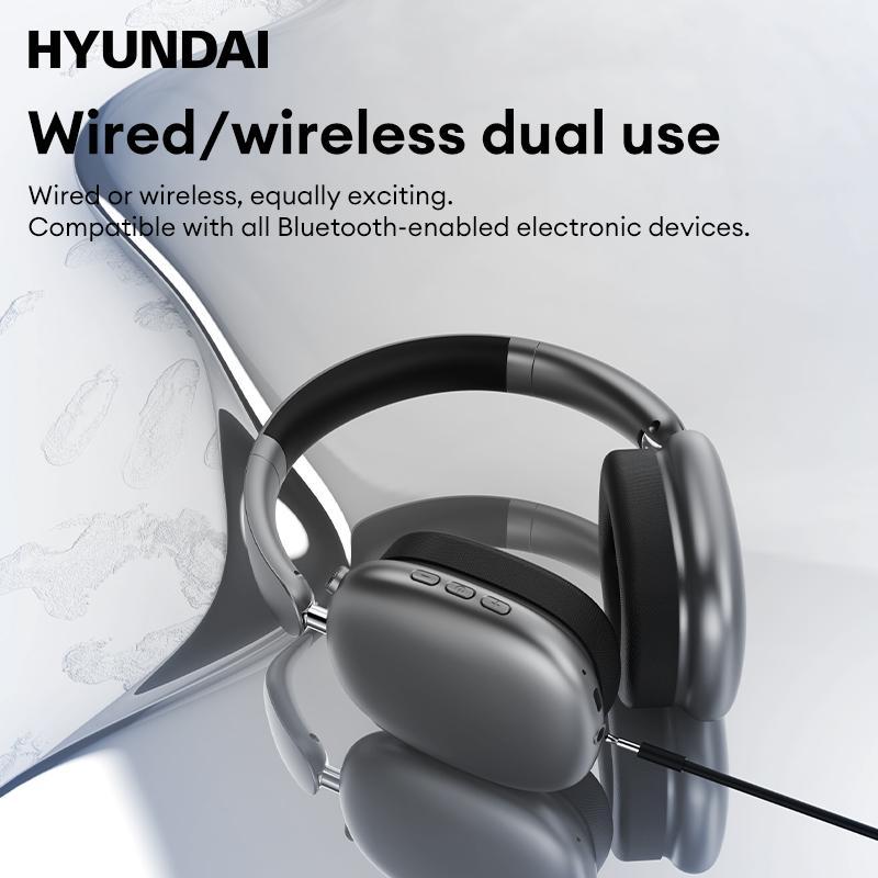 HYUNDAI MusPods-Max Wireless Headphones, 1 Count Minimalist Design Intelligent Noise Cancelling Headphones, Bluetooth-compatible 5.4 Low Latency Headphones