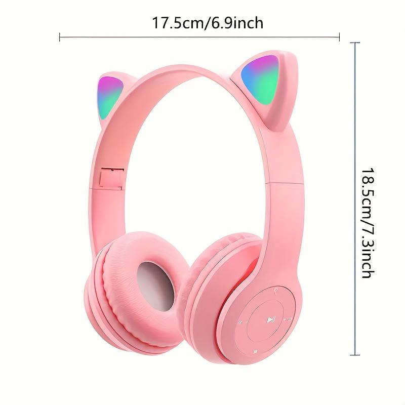 Colorful Cat Ear Earphones, Wireless Earphones, Music Network, Red Foldable Wireless Earphones, Card And Cable Insertable, Essential For Gift Giving