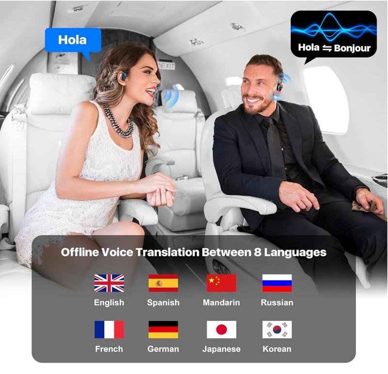 AI Language Translator Earbuds: 3-in-1 Translator Earphones 144 Languages & Accents and 8 Offline Translation Packs HD Sound Quality Long Battery Life, Ideal for Travel Business