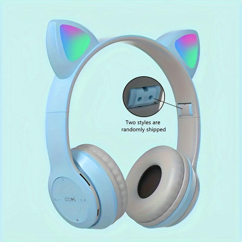 Colorful Cat Ear Earphones, Wireless Earphones, Music Network, Red Foldable Wireless Earphones, Card And Cable Insertable, Essential For Gift Giving