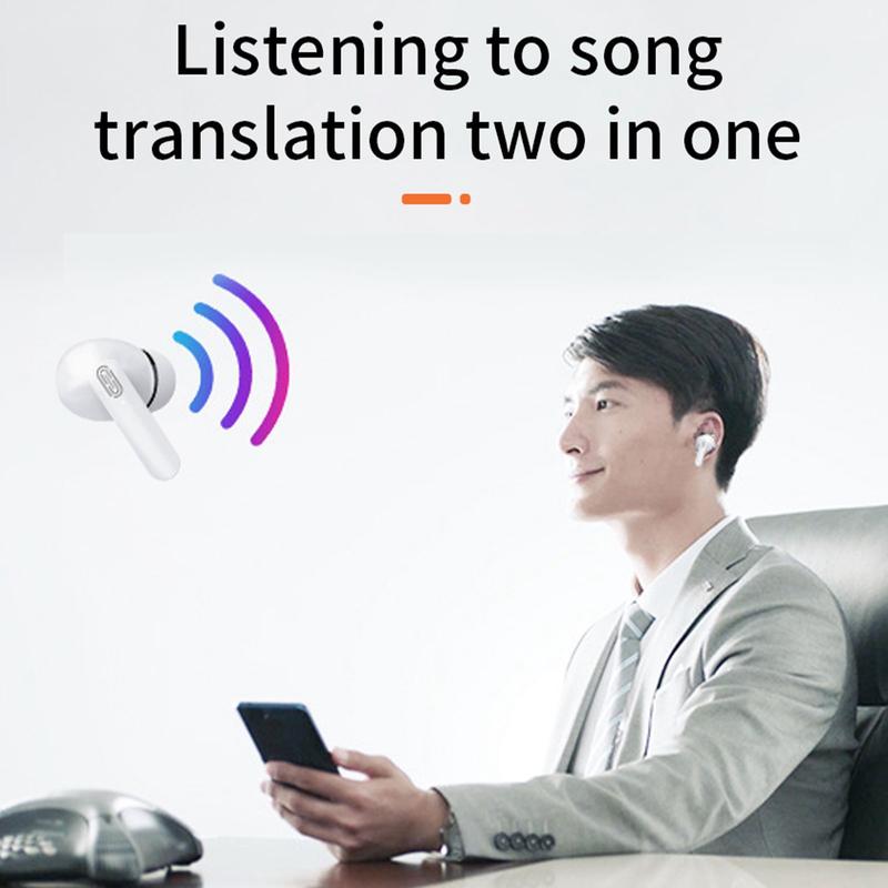 Language Translator Earbuds Multifunction 144 Languages Bluetooth Language Translator Device for Travel Shopping Black White