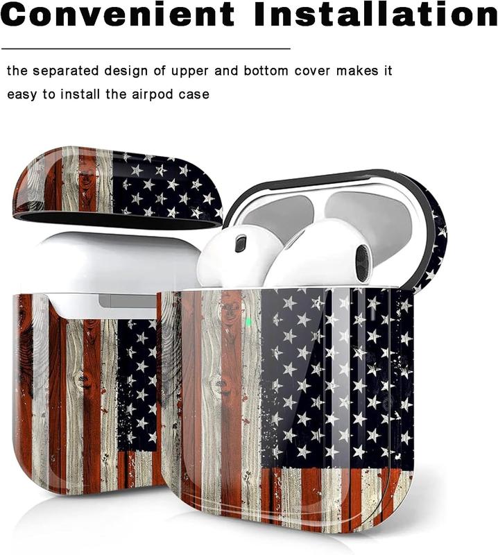 AirPod Case Cover for AirPod 2 1, Shockproof Protective  with Keychain for  AirPods 2nd 1st Generation  Case, Front LED Visible,  Flag AirPod Case