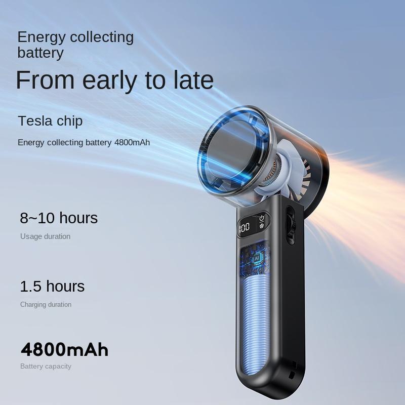 Portable Handheld Fan, Turbine Cooling Fan, USB Rechargeable Mini Fan with Digital Display, Mini Portable Fan for Travel, Camping, Outdoor Accessories