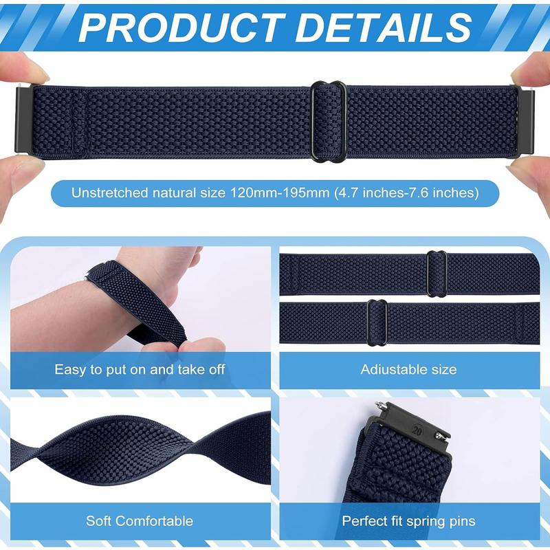 Compatible with 16mm 18mm 19mm 20mm 22mm Watch Bands Quick Release Replacement Wristband,Adjustable Stretchy Nylon Solo Loop Straps Fabric Braided Sport Elastic Bands for Men Women