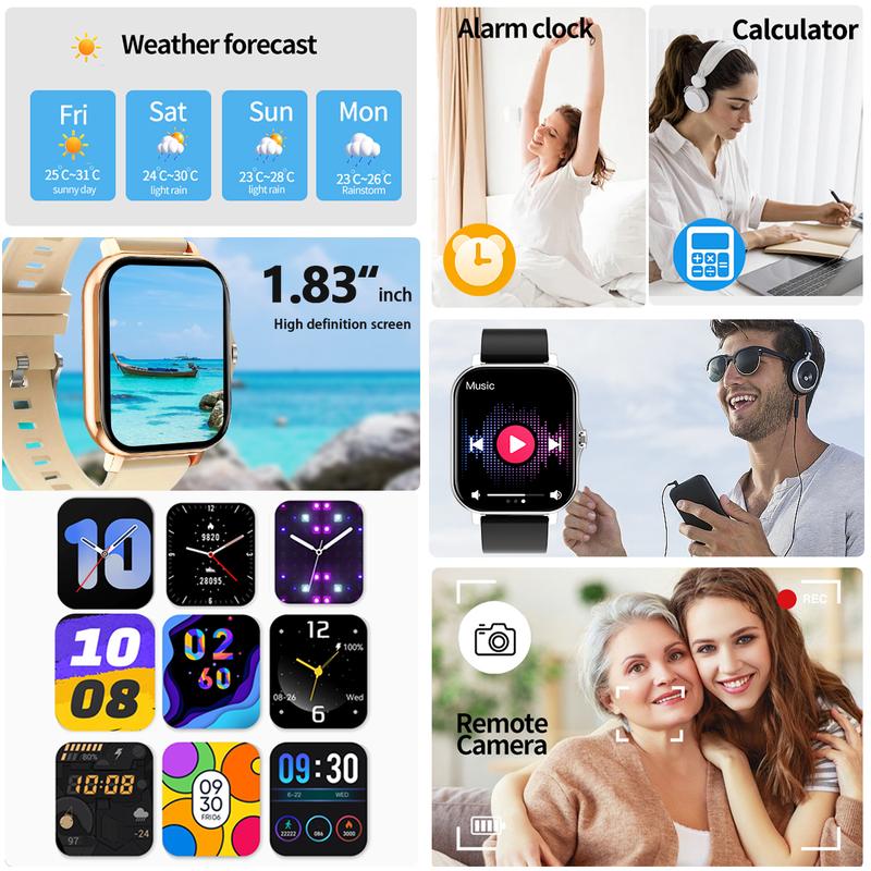 Smart watch, multifunctional smart watch, wireless call wireless music, message reminder, custom dial wallpaper and other functions, unisex, suitable for Android and iPhone phones.Christmas gifts, New Year gifts