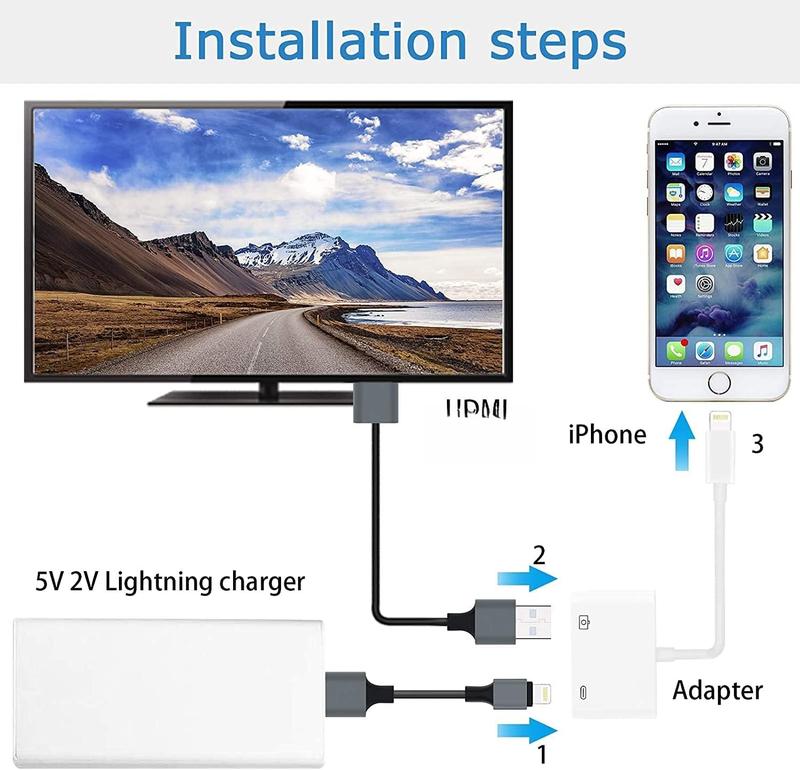 [Apple MFi Certified] Apple Lightning to HDMI Adapter for iPhone to TV, 1080P Digital AV Adapter Sync Screen Connector Cable Compatible for iPhone 14 13 12 11 XS XR X 8 iPad to HDTV Projector Monitor