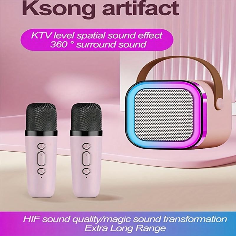 Dual Microphone Mini Portable Wireless Speaker Integrated Microphone For Home Karaoke Wireless Outdoor Portable Speaker With Multiple Lights For Listening And Singing