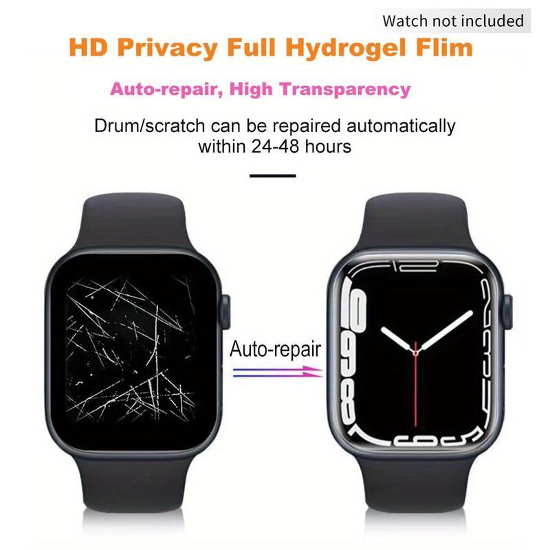 Full Privacy Hydrogel Screen Protector, 4 Counts TPU Screen Protector Compatible for Apple Watch Series 9 8 7 6 5 4 3 2 1, Soft TPU Screen Protector, HD Transparent Bubble Free Watch Screen Protector