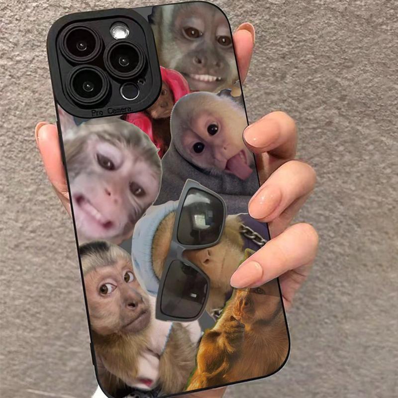 Cute Monkey Pattern Phone Case, Total Protective Shockproof Phone Cover, Fashion Phone Accessories Compatible with iPhone 11 12 13 14 15 16 Pro Max