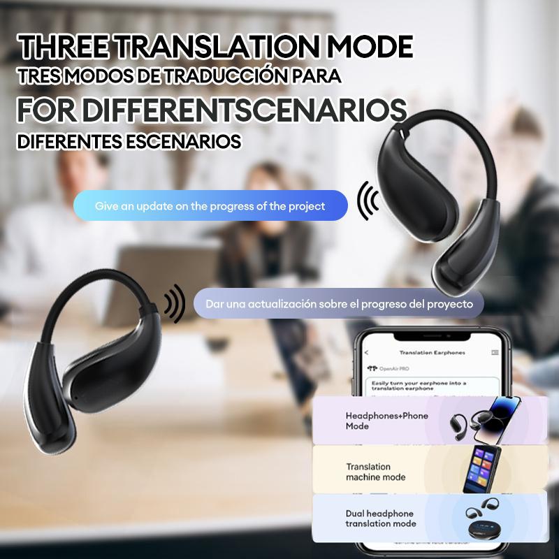 HYUNDAI OpenAir Pro OWS Translation Wireless Bluetooth Earphones Support 128 Languages Real Time Bluetooth Translation Support Playing Music Phone Calls Headphones & Meeting Summary Earbuds