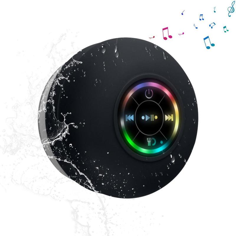 {Free Shipping}Mini Wireless Speaker with Suction CupColorful LED Lights, Built-in Mic, Shower Radio,Bluetooth Shower Speaker, Portable BluetoothSpeaker, IPX4 Waterproof, for Beach, Shower & Home