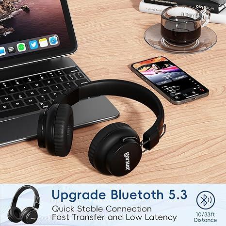 GorsunWireless headphones for fall, foldable gaming headphones with built-in wireless microphone, portable earbuds for home summer outdoors, bluetooth headphones for gaming and PC, headphones for gym, foldable electronic audio earbuds, back to school gift