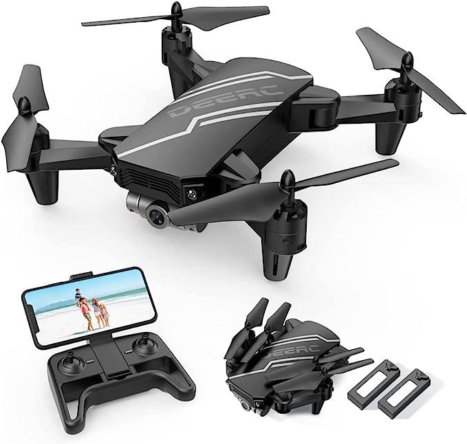 DEERC D20 Mini Drone for Beginner with 720P HD FPV Camera Remote Control Toys Gifts with Altitude Hold, Headless Mode, 3D Flips 2 Batteries, Black