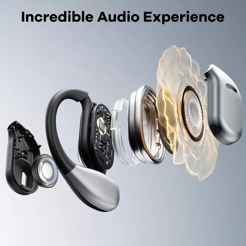 Wireless Earphone with LED Digital Display, Touch Control Bone Conduction HiFi Stereo Headset, Portable Lightweight Headphone for Learning, Exercise, Sport, Headsets for Gaming