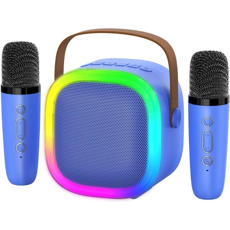 Karaoke Machine for Kids Adults, Portable Bluetooth Speaker with Wireless Microphones and LED Lights, Kids Toys Birthday for Girls and Boys Ages 4,5,6,7,8,9,10,11,12+ Years, Home Party