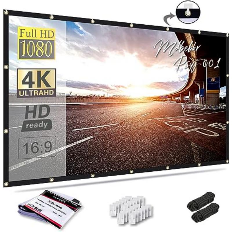 120 Inch Foldable Projection Screen 16:9 Portable Anti-Crease Projector Screen for Home Theater, Indoor Outdoor, Double-Sided Movie Screen accessories Folding