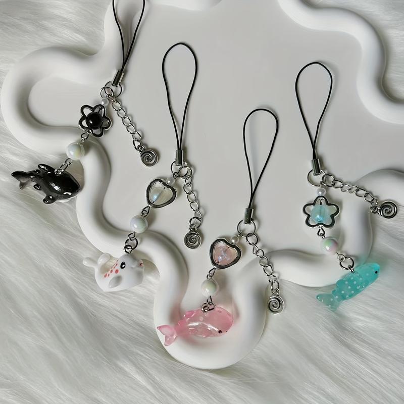 1 Piece Y2g Cute Simulated Marine Animal Shark Chain Mobile Phone, CCD Camera, Small Decoration Pendant Parts