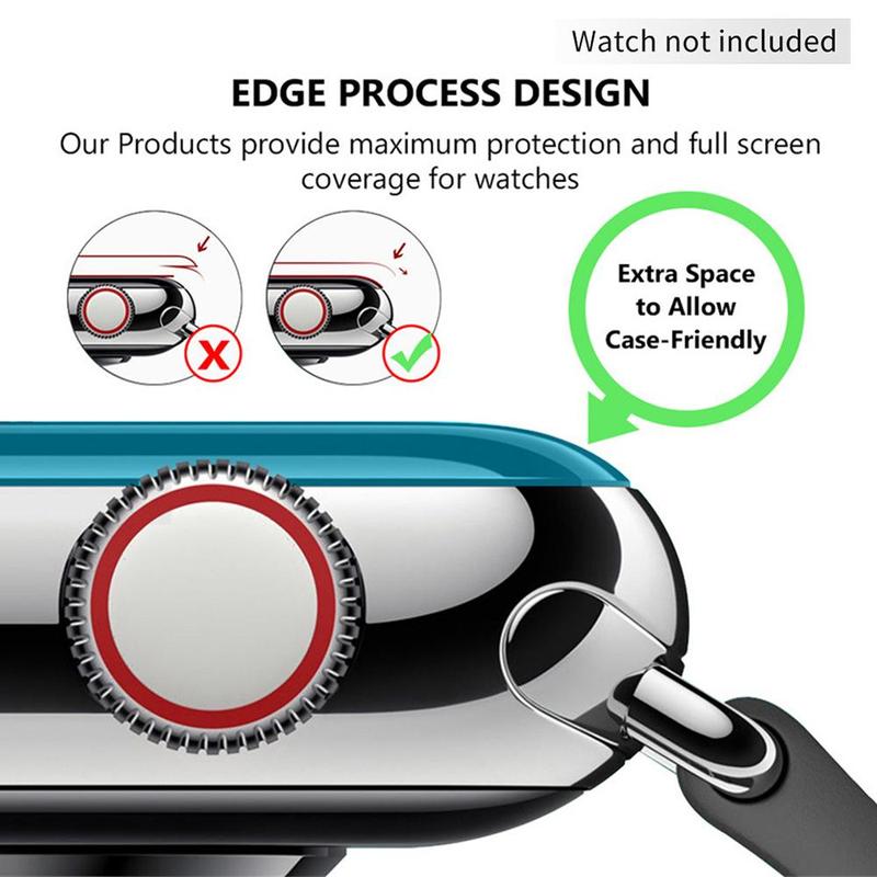 Full Privacy Hydrogel Screen Protector, 4 Counts TPU Screen Protector Compatible for Apple Watch Series 9 8 7 6 5 4 3 2 1, Soft TPU Screen Protector, HD Transparent Bubble Free Watch Screen Protector