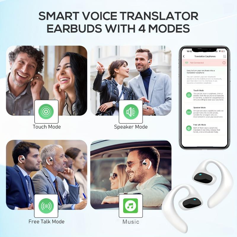 M8 Online Translator Earbuds Language Translation Device Supports 100+ Languages and Accent Translation Wireless Translation Device For APP Fit IOS&Android