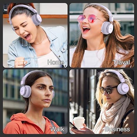 GorsunWireless headphones for fall, foldable gaming headphones with built-in wireless microphone, portable earbuds for home summer outdoors, bluetooth headphones for gaming and PC, headphones for gym, foldable electronic audio earbuds, back to school gift