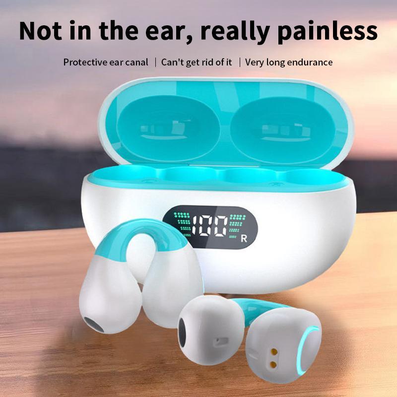 Wireless Earphone, Clip-on Design Sports Earphone with LED Digital Display, HiFi Sound Quality Wireless Earbuds for Music Sports Gaming