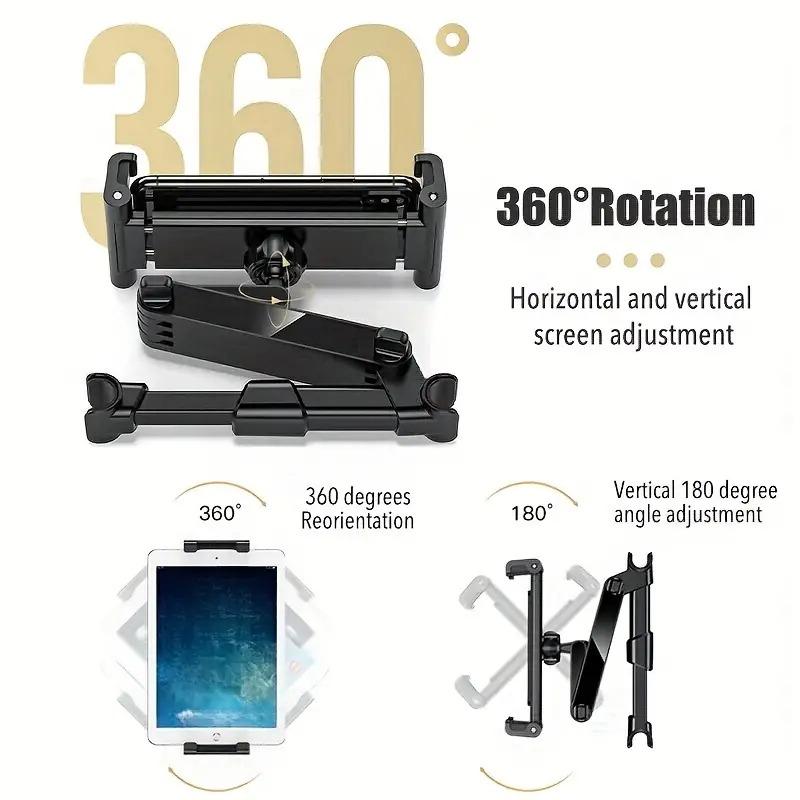 Car Headrest Tablet Mount, Car Seat Back Tablet Stand, Car Phone Holder, Storage Holder for Smartphones and Tablets Durable Plastic