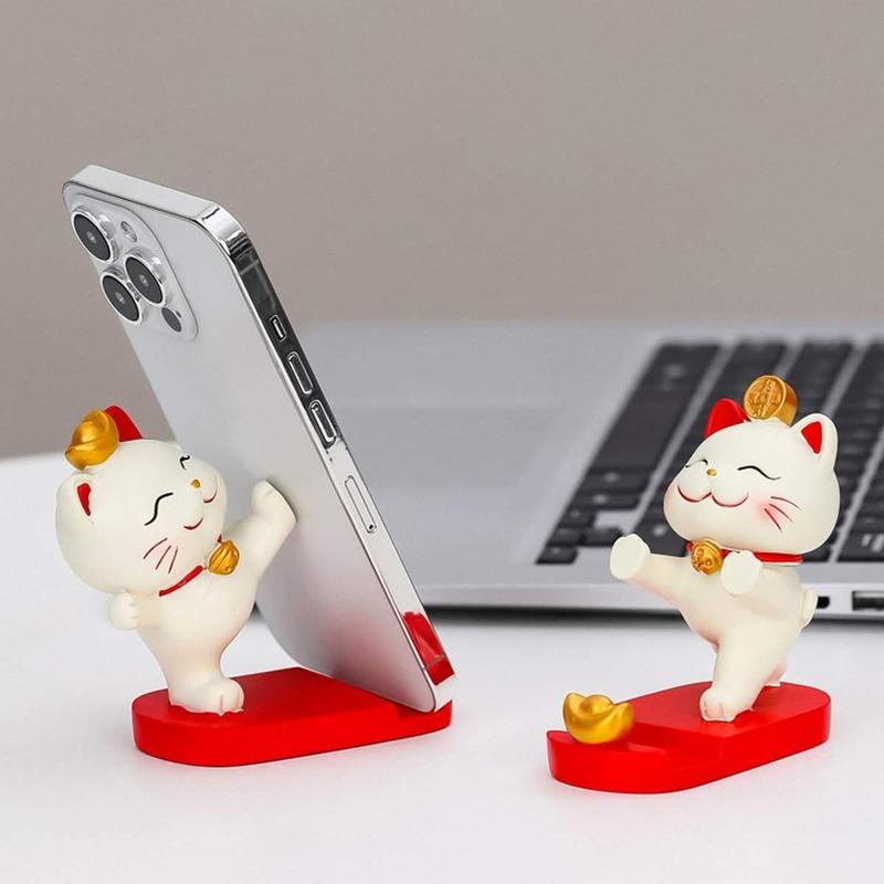 Mobile Phone Stand Accessories - Cute Aesthetic Fortune Lucky Cat Cellphone Smartphone Holder Mount