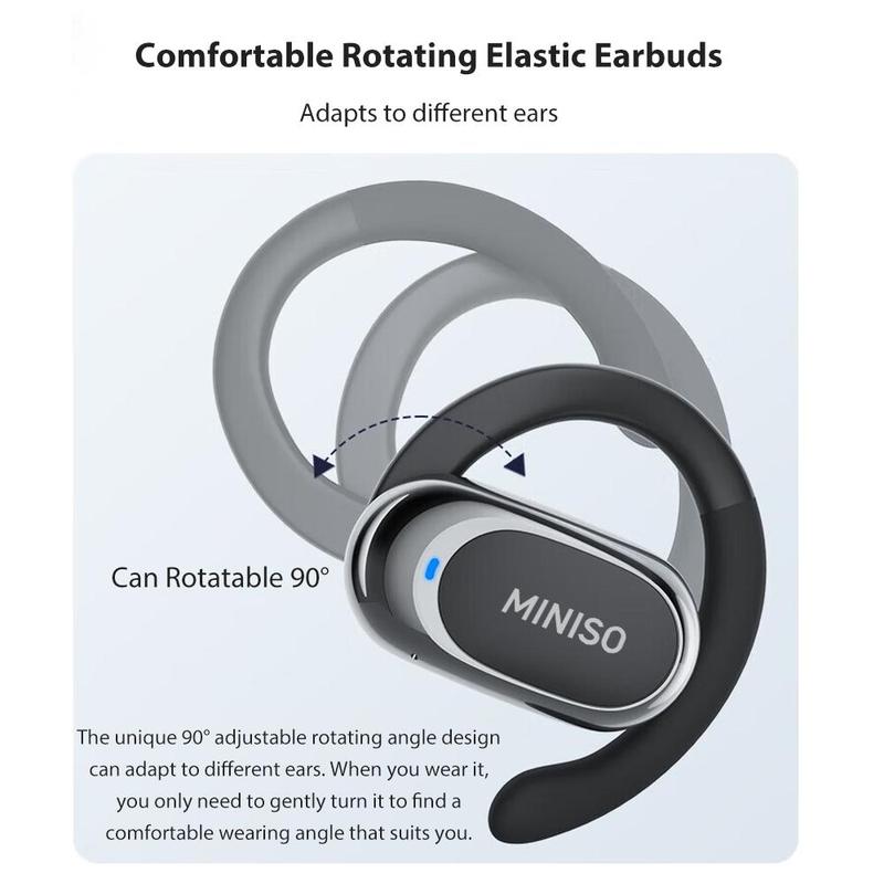 MINISO Miniso Wireless Earphone, Open-ear Design Earphone with Charging Case, Long Standby Earbuds for Android & iOS, Music & Sports Earphone