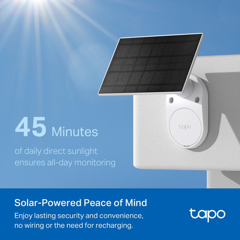 TP-Link Tapo SolarCam Outdoor Battery Camera w Solar Panel, Wireless, 1080P, Free Person Vehicle Detection, SD Cloud Storage, Color Night Vision, No Hub Needed, Works w Alexa & Google Home