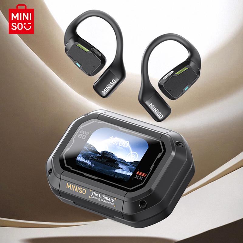 MINISO M98 Full-Color Display Touch Screen OWS Earphones Open Wireless Bluetooth 5.4 Earbuds Low latency Gaming Headsets 35 hours of ultra-long battery life Immersive HIFI Sound Quality Sports Wireless Headphones Sensitive Touch Built-in microphone