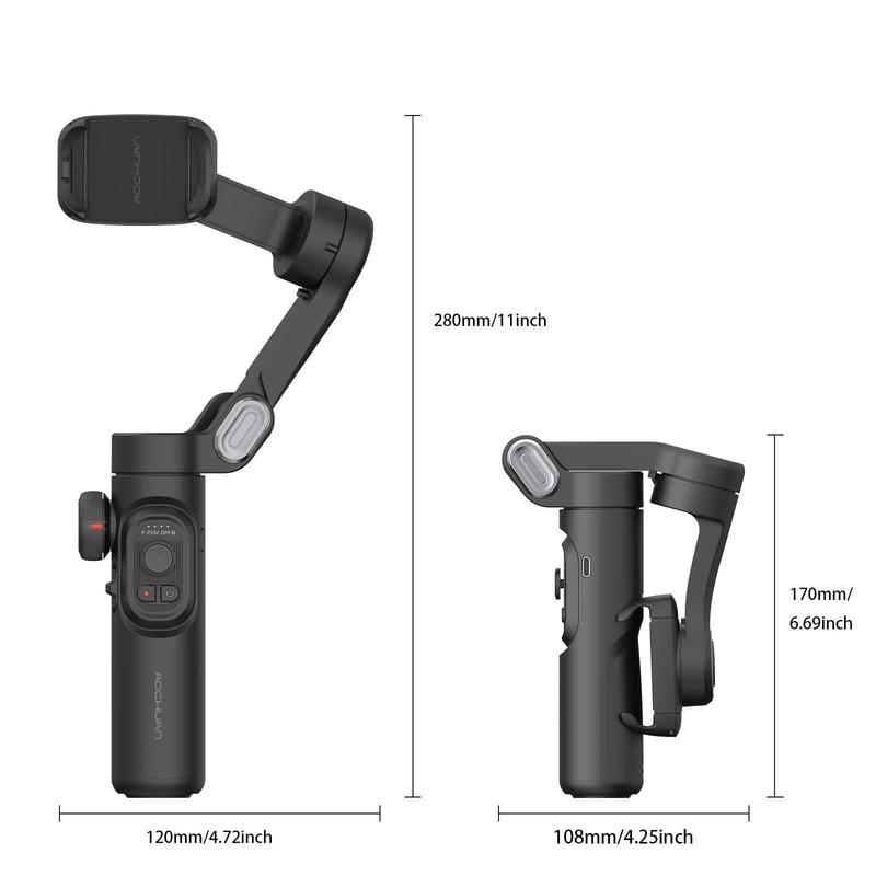 AOCHUAN 3-Axis Handheld Gimbal Stabilizer for Smartphone with Fill Light for Iphone Android Face Tracking Tiktok Vlog Smart XE Does not apply