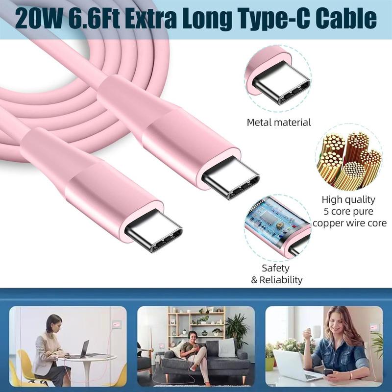 20W Type-C to Type-C Cable + 20W PD QC3.0 Wall Charger for Smartphone, Fast Charging Data Cable Compatible with iPhone 15 HUAWEI Samsung Xiaomi OPPO & More, Data Cable for Phone, Stocking Fillers Gift, Christmas 2024