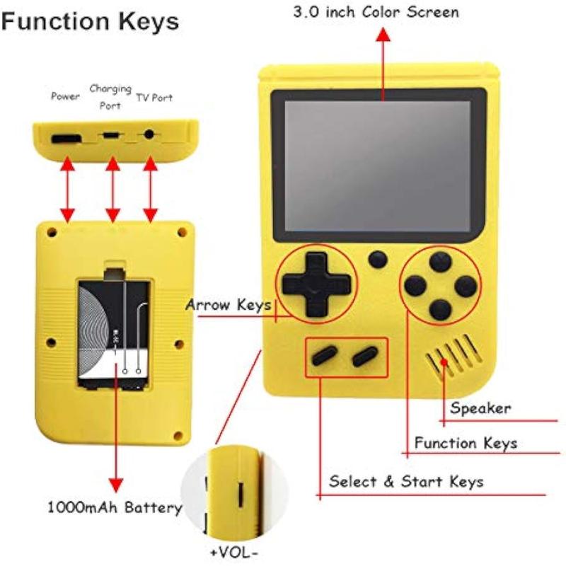 Retro handheld game console, mini arcade machine with 500 classic games built-in, portable handheld video games, suitable for children and adults, game console box supporting TV output, children's and adults' Christmas gifts