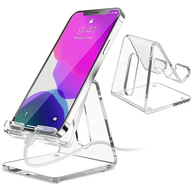 Acrylic Phone Holder, 1 Count Clear Desktop Phone Stand, Universal Mobile Phone Accessories Mobile Phone Holder