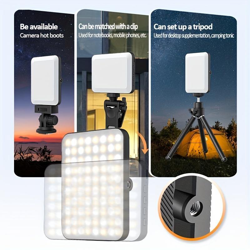 Portable Front & Back Phone Clip Selfie Light for Mother's Day Gift, 1 Set 2200mAh USB Rechargeable Camera Fill Light, Adjustable & Portable 7 Light Mode LED Clip On Light for Tripod, Cellphone, Camera, Tablet, Laptop, Spring Photography Accessories