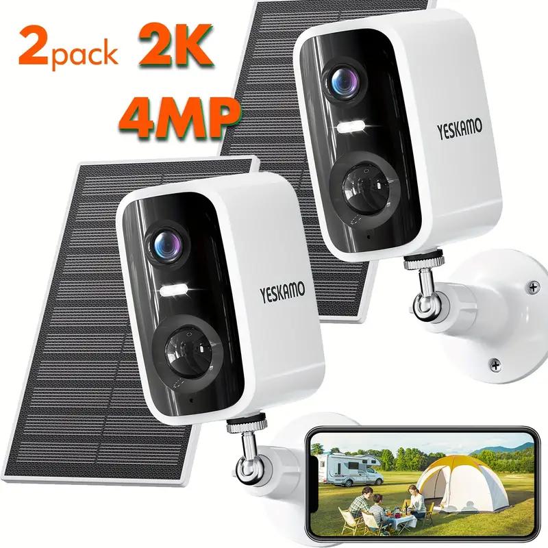 Solar Security Camera 2.4Ghz WiFi Wireless Outdoor,  Battery Rechargeable Waterproof Cameras for Home Indoor Security, Continuous Power, Color Night Vision, SD Card Cloud Storage