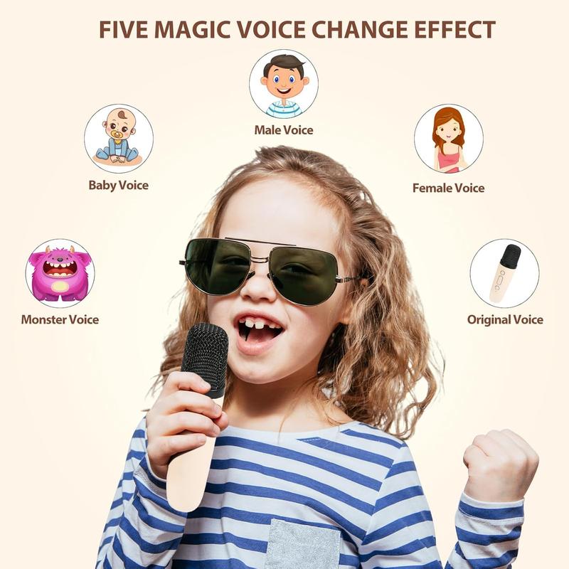 Karaoke Machine for Kids Adults, Mini Karaoke Machine with Wireless Microphone, Portable Bluetooth Speaker with Voice Changing Effects Audio Compact