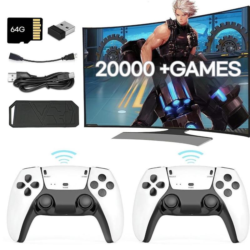 20000+ Games Wireless Retro Game Stick, Vintage Game Stick HD Output System Built in 23 Emulators Plug and Play Video Game Consoles with 2.4G Wireless Controllers,64GB TF Card for All of Ages