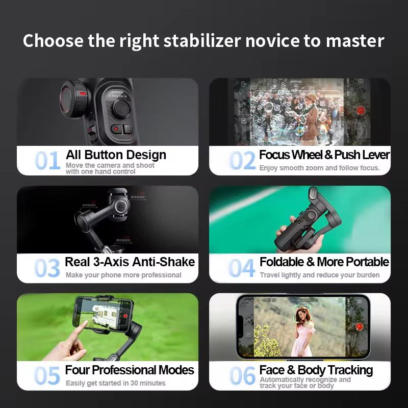 AOCHUAN 3-Axis Handheld Gimbal Stabilizer for Smartphone with Fill Light for Iphone Android Face Tracking Tiktok Vlog Smart XE Does not apply