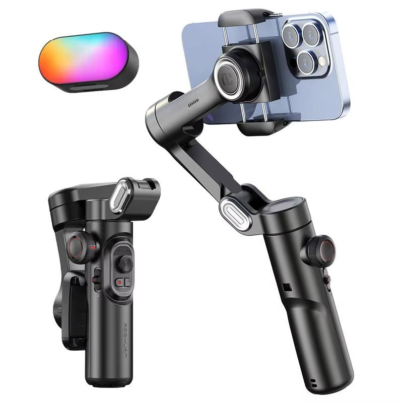 AOCHUAN 3-Axis Handheld Gimbal Stabilizer for Smartphone with Fill Light for Iphone Android Face Tracking Tiktok Vlog Smart XE Does not apply