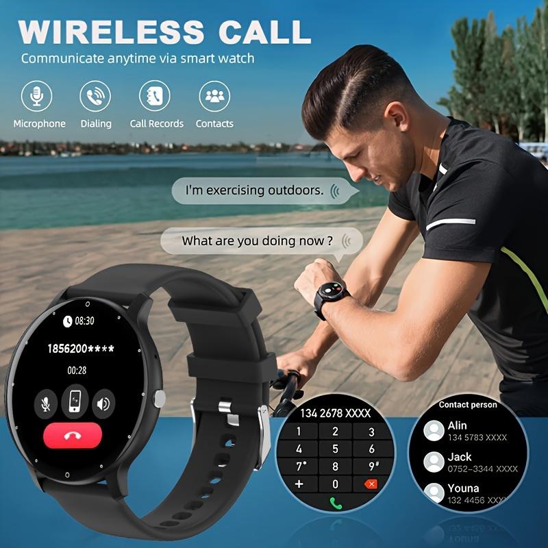 Smart Watch with Male and Female Camera Control, Wireless Calling, Sports Smartwatch Silicone Strap for Sports Watch, Wearable Smartphone Watch