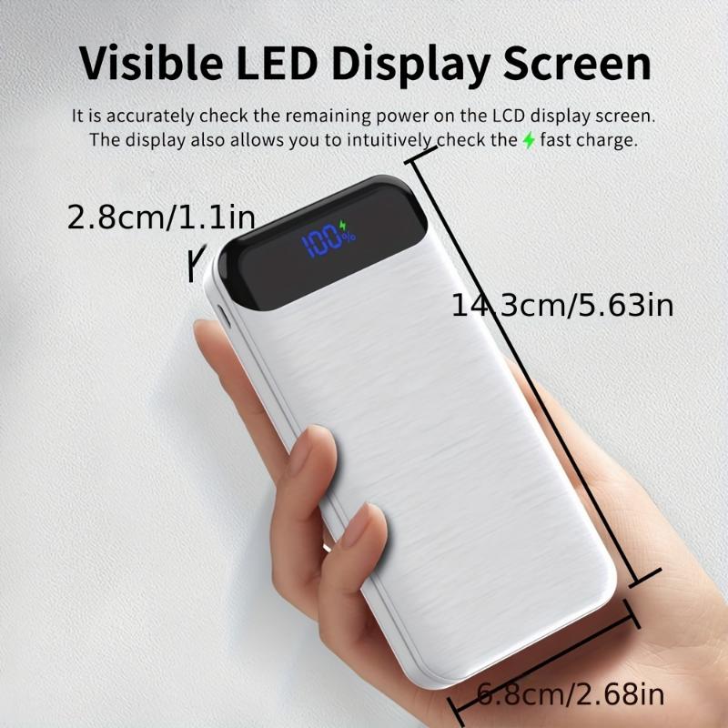 The Power Bank Is Portable, With A Large Capacity Of 10, 000 MAh, Including Three Fast Charging Ports, A Visible LED Display, And A Lightweight Weight For Various Models Phone Smartphone